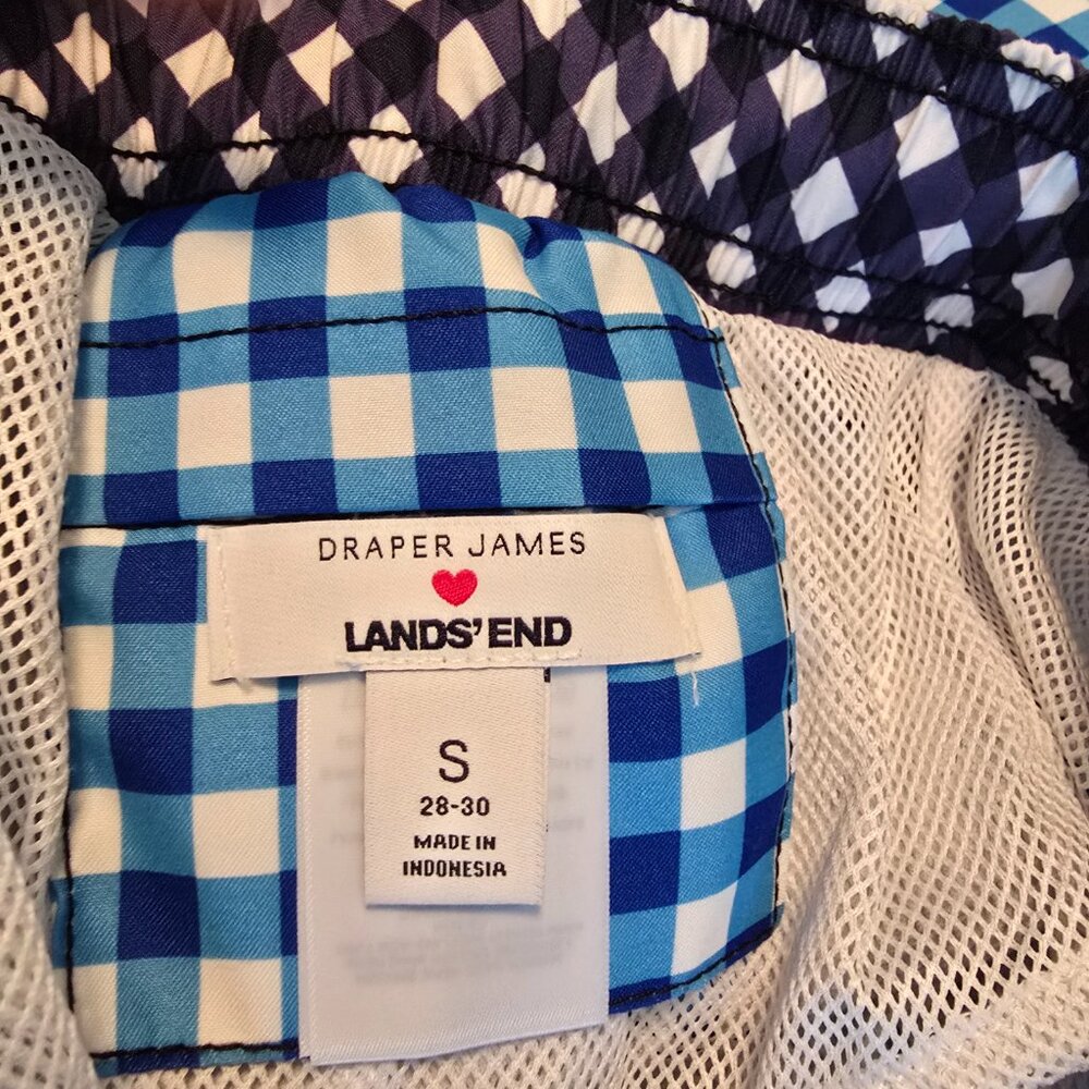 Draper James x Lands' End Gingham Swim Shorts Blue White Size S EUC - Picture 7 of 14